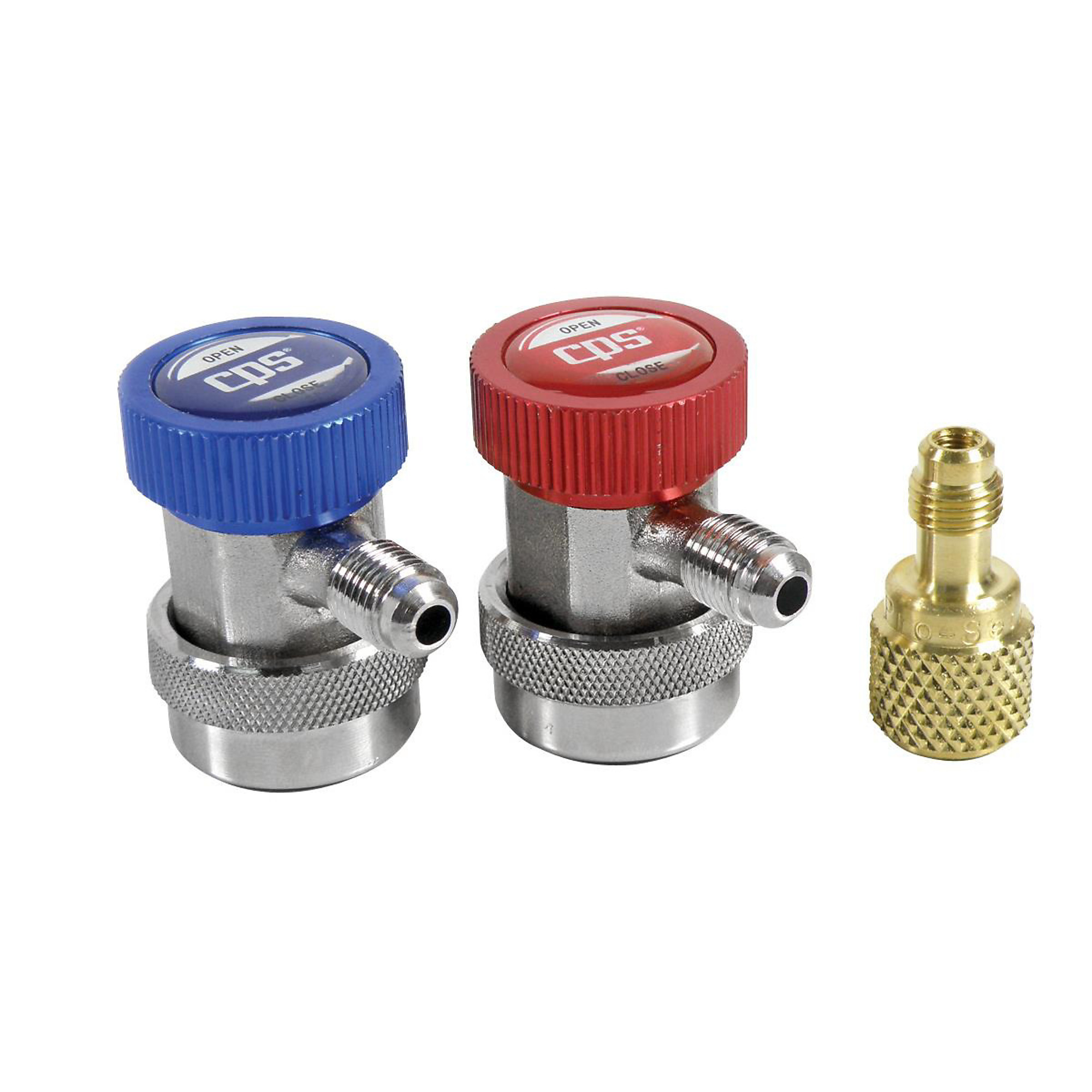 CPS Products Chrome Manual Coupler Set — R134A, 1/4in. SAE Male Fitting, Model# CPSQC14SET